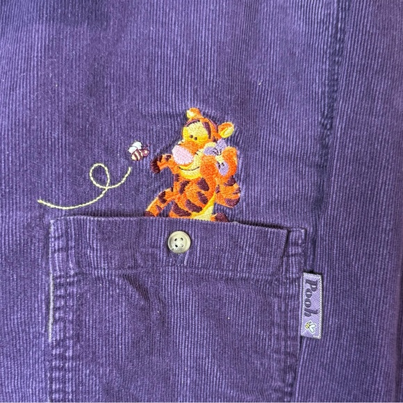 Vintage Disney Pooh Tigger Purple Corduroy Button Up Shirt Women’s 18W/20W - Picture 3 of 7
